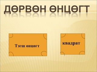 Тэгш өнцөгт

квадрат

 