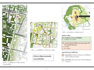 ภาพที่ ๓ – ๙ แสดงพื้นที่โครงการการพัฒนาถนนคนเดิน
บริเวณถนนหลังเมือง
ภาพที่ ๓ – ๑๑ ต่าแหน่งโครงการการพัฒนาย่านราชการ
 ปรับภูมิทัศน์ถนนน่ำเดิน และเพิ่มพื้นที่สีเขียว
B1 ถนนหลังเมือง ถนน ๕ พฤศจิกา
 ถนนคนเดิน อนุรักษ์อำคำรดั้งเดิม และควบคุมควำมสูงอำคำรให้
เป็นกำรท่องเที่ยวเชิงวัฒนธรรม
B2 ถนนหลังเมือง
B3 ถนน ๕ พฤศจิกา
ยุทธศำสตร์ที่ ๒. ส่งเสริมพัฒนาศิลปวัฒนธรรมร่วมสมัยให้มีคุณค่า
เพื่อน่ามาขับเคลื่อนยุทธศาสตร์เมือง
ยุทธศำสตร์ที่ ๕. พัฒนาและรักษาคุณภาพสิ่งแวดล้อมให้อยู่ในระดับ
มาตรฐานสากล
ยุทธศำสตร์ของเทศบำลที่เกี่ยวข้อง
สรุปโครงกำรพัฒนำ
ภาพที่ ๓ – ๑๐ แสดงพื้นที่โครงการการพัฒนาถนน ๕ พฤศจิกา
B.โครงกำรพัฒนำถนนคนเดิน
บนถนนหลังเมือง
๓ - ๙
 