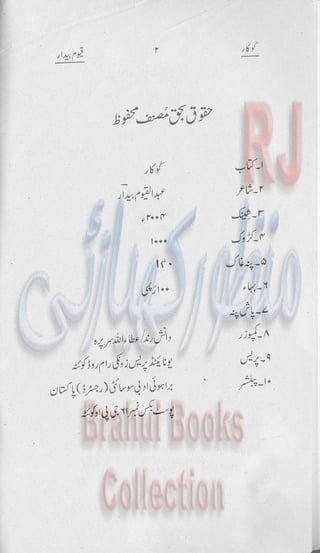 Khookar ؓBrahui Book کوکار نوشتہ عبدلاقیوم بیدار