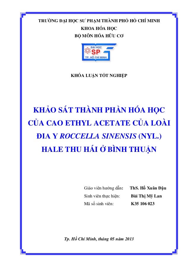 Kho s t th nh phn h a hc ca cao ethyl acetate ca lo i 