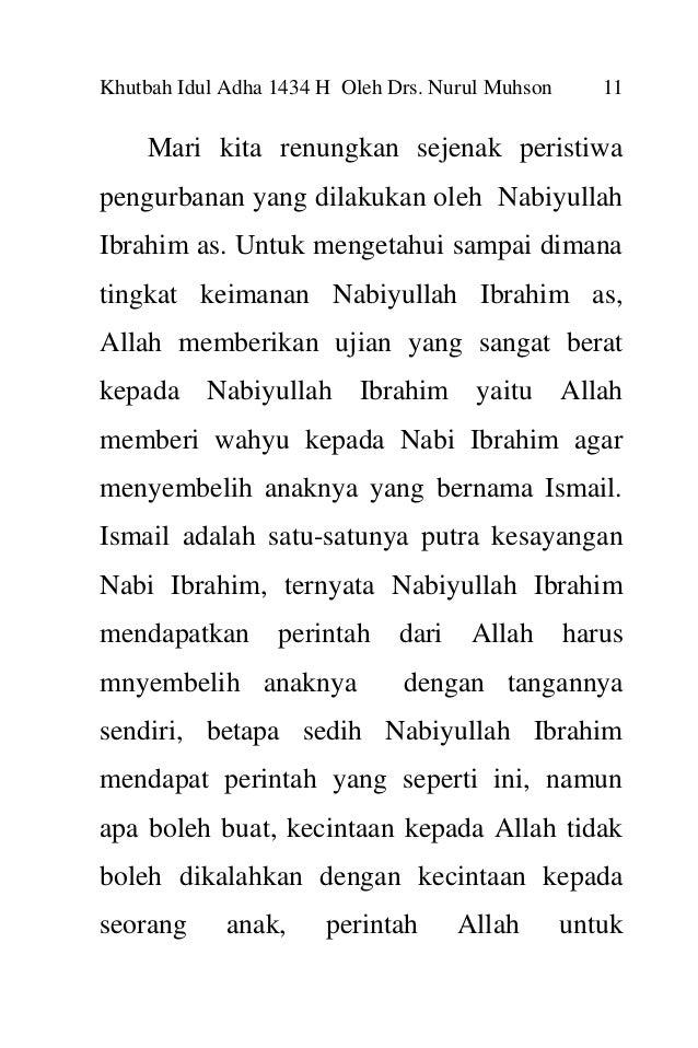 Khotbah idul adha 1434 h oleh drs. nurul muhson