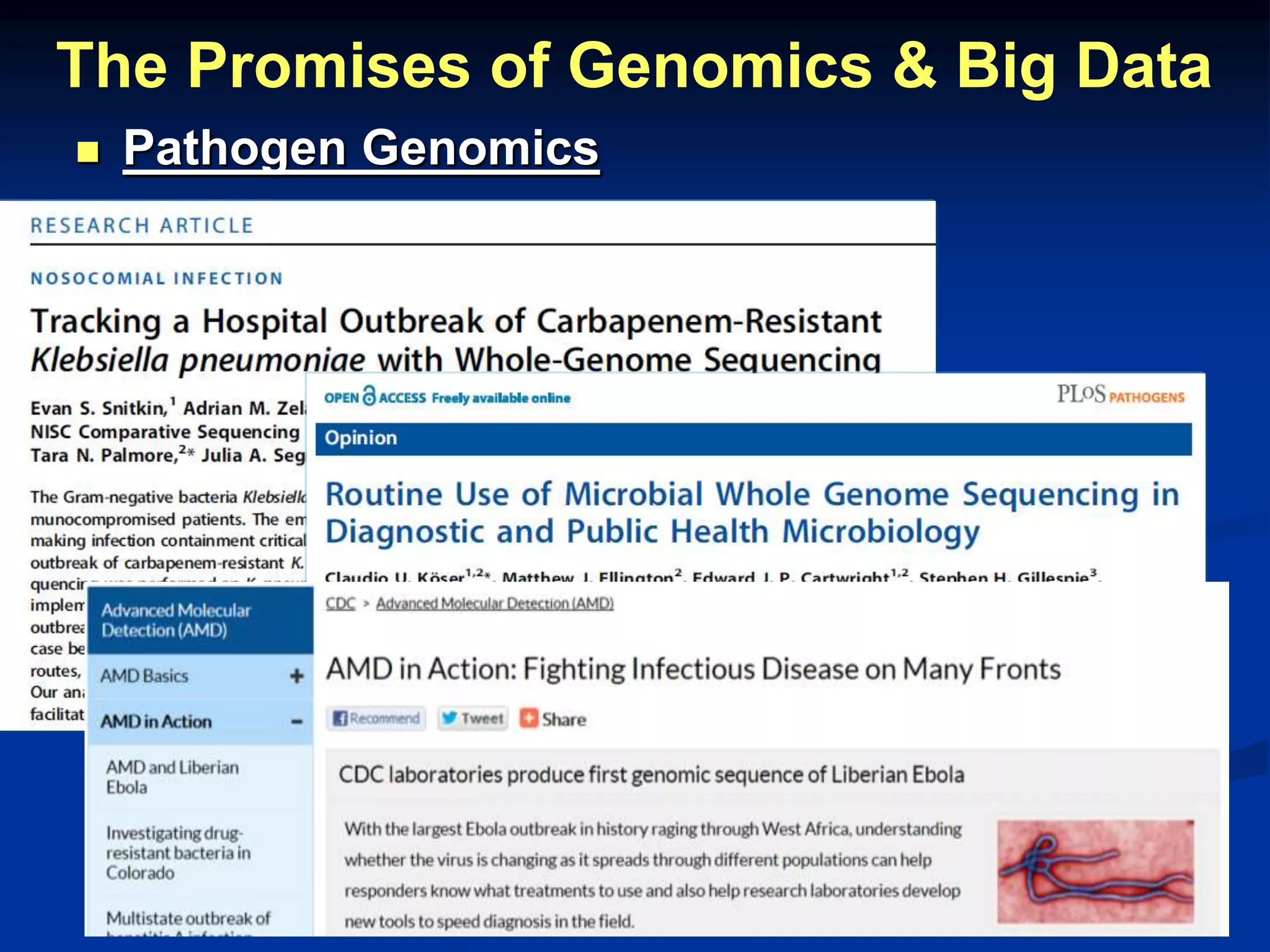 The Promises of Genomics & Big Data 
 Pathogen Genomics 
 