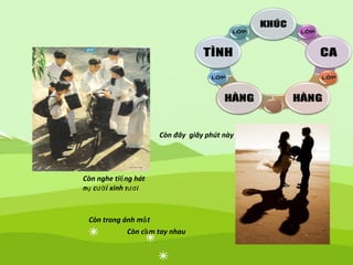 Còn đây giây phút này
Còn nghe tiếng hát
nụ cười xinh t iươ
Còn trong ánh mắt
Còn cầm tay nhau
 