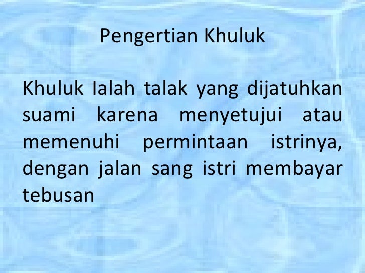 Khuluk Dan Fasakh
