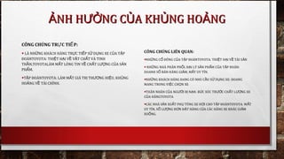 CÔNG CHÚNG TR C TI P:Ự Ế
•LÀ NH NG KHÁCH HÀNG TR C TI P S D NG XE C A T PỮ Ự Ế Ử Ụ Ủ Ậ
ĐOÀNTOYOTA: THI T H I V V T CH T VÀ TINHỆ Ạ Ề Ậ Ấ
TH N,TOYOTALÀM M T LÒNG TIN V CH T L NG C A S NẦ Ấ Ề Ấ ƯỢ Ủ Ả
PH M.Ẩ
•T P ĐOÀNTOYOTA: LÀM M T GIÁ TR TH NG HI U, KH NGẬ Ấ Ị ƯƠ Ệ Ủ
HO NG V TÀI CHÍNHẢ Ề .
CÔNG CHÚNG LIÊN QUAN:
•NH NG C ĐÔNG C A T P ĐOÀNTOYOTA: THI T H I V TÀI S NỮ Ổ Ủ Ậ Ệ Ạ Ề Ả
•NH NG NHÀ PHÂN PH I, Đ I LÝ S N PH M C A T P ĐOÀN:Ữ Ố Ạ Ả Ẩ Ủ Ậ
DOANH S BÁN HÀNG GI M, M T UY TÍN.Ố Ả Ấ
•NH NG KHÁCH HÀNG ĐANG CÓ NHU C U S D NG XE: HOANGỮ Ầ Ử Ụ
MANG TRONG VI C CH N XEỆ Ọ
•THÂN NHÂN C A NG I B N N: B C XÚC TR C CH T L NG XEỦ ƯỜ Ị Ạ Ứ ƯỚ Ấ ƯỢ
C A HÃNGTOYOTAỦ
•CÁC NHÀ S N XU T PH TÙNG XE H I CHO T P ĐOÀNTOYOTA: M TẢ Ấ Ụ Ơ Ậ Ấ
UY TÍN, S L NG Đ N Đ T HÀNG C A CÁC HÃNG XE KHÁC GI MỐ ƯỢ Ơ Ặ Ủ Ả
XU NG.Ố
NH H NG C A KH NG HO NGẢ ƯỞ Ủ Ủ ẢNH H NG C A KH NG HO NGẢ ƯỞ Ủ Ủ Ả
 