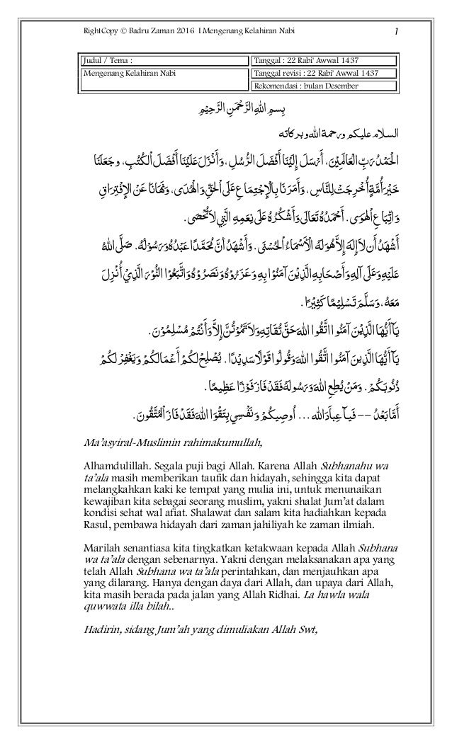 Khutbah Jum At Mengenang Kelahiran Nabi Maulid Demo