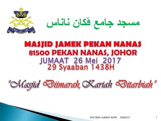 5/26/2017KHUTBAH JUMAAT MJPN 1
‫ناناس‬ ‫ڤكان‬ ‫جامع‬ ‫مسجد‬
 
