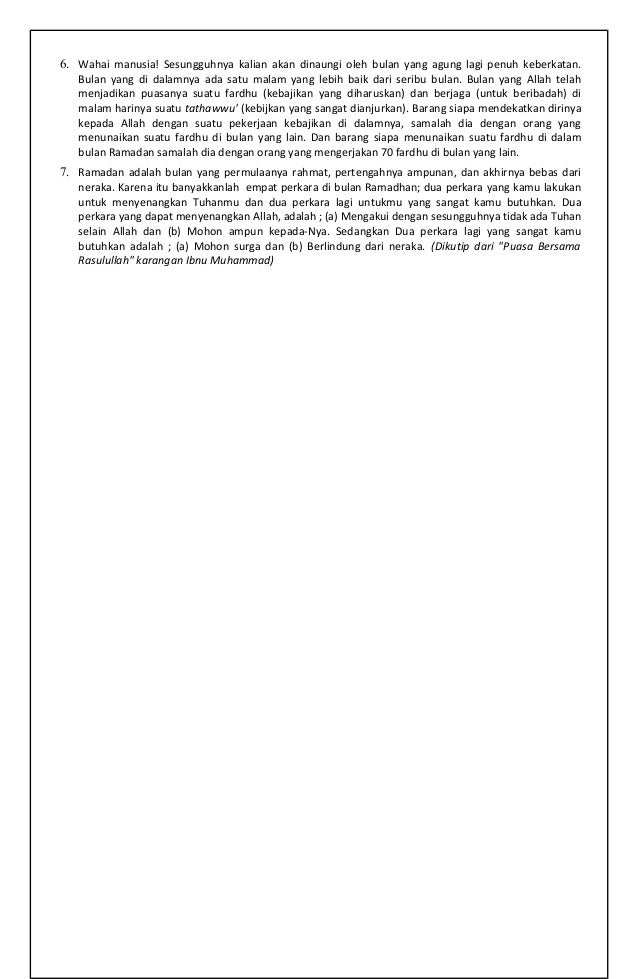 Khutbah rasulullah menyambut ramadhan