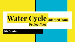 Water Cycle adapted from
Project Wet
6th Grade
 