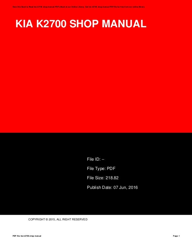 Kia k2700 shop manual