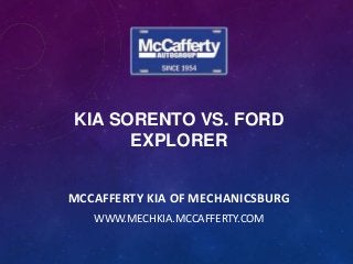 KIA SORENTO VS. FORD
EXPLORER
MCCAFFERTY KIA OF MECHANICSBURG
WWW.MECHKIA.MCCAFFERTY.COM

 