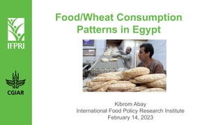 Food/Wheat Consumption
Patterns in Egypt
Kibrom Abay
International Food Policy Research Institute
February 14, 2023
 