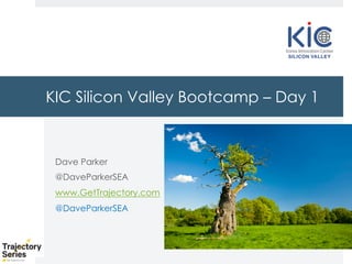 Copyright, DKParker, LLC 2020
KIC Silicon Valley Bootcamp – Day 1
Dave Parker
@DaveParkerSEA
www.GetTrajectory.com
@DaveParkerSEA
 