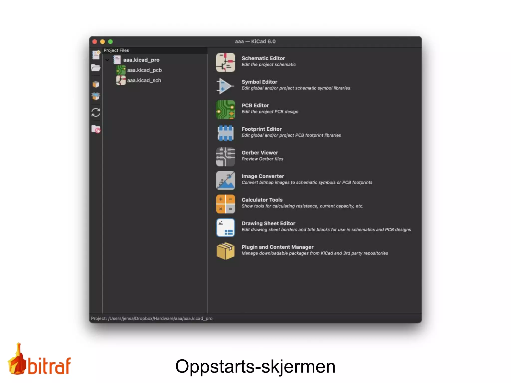 Oppstarts-skjermen
 