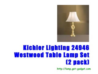 Kichler Lighting 24946
Westwood Table Lamp Set
                 (2 pack)
              http://lamp.get-gadget.com
 