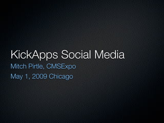 KickApps Social Media
Mitch Pirtle, CMSExpo
May 1, 2009 Chicago
 