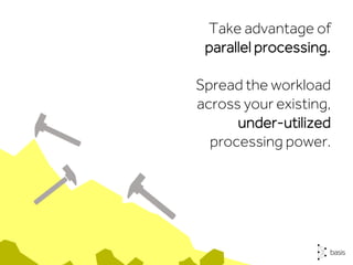 Take advantage of
parallel processing.
Spread the workload
across your existing,
under-utilized
processing power.
 