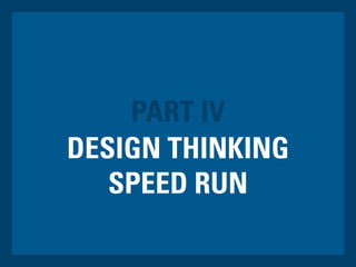 DESIGN THINKING
SPEED RUN
PART IV
 
