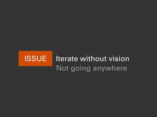 ISSUE Iterate without vision
Not going anywhere
 