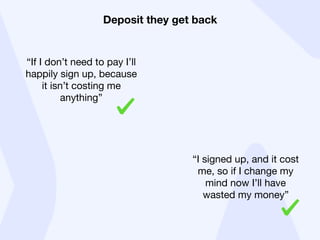 Deposit they get back
“If I don’t need to pay I’ll
happily sign up, because
it isn’t costing me
anything”
“I signed up, an...
