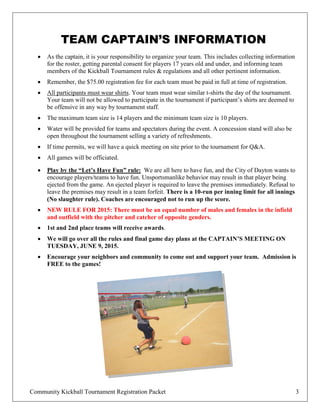 Dayton Kickball Tournament 2015 (Registration Packet) | PDF