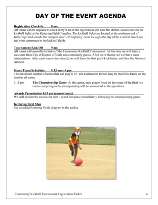 Dayton Kickball Tournament 2015 (Registration Packet) | PDF