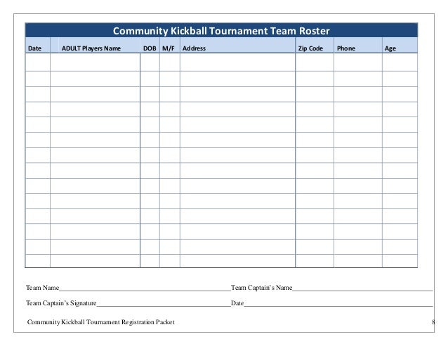 tournament sign up sheet