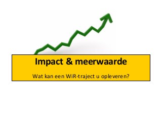 Impact & meerwaarde
Wat kan een WiR-traject u opleveren?
 