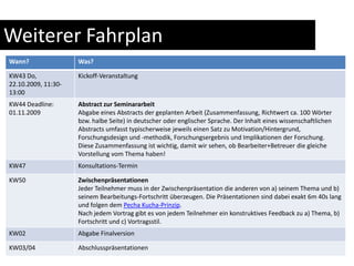 Weiterer Fahrplan
