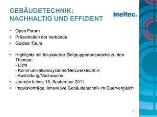 Gebäudetechnik: nachhaltig und effizient13Open Forum