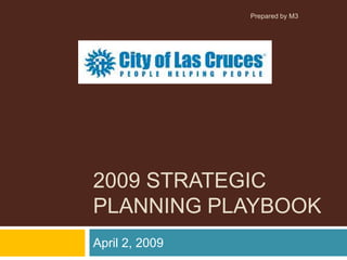 2009 STRATEGIC
PLANNING PLAYBOOK
April 2, 2009
Prepared by M3
 