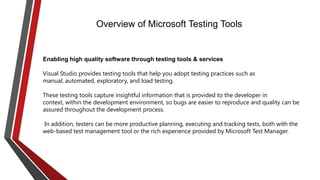 Testing with Microsoft Technologies - Kick Off Session | PPT