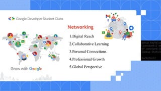 1.Digital Reach
2.Collaborative Learning
3.Personal Connections
4.Professional Growth
5.Global Perspective
Networking
 