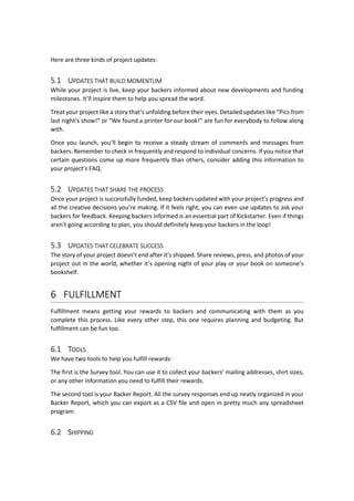 Guía practica de Kickstarter para campañas de Crowdfunding (ingles) | PDF