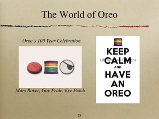 The World of Oreo
Oreo’s 100 Year Celebration
Mars Rover, Gay Pride, Eye Patch
28
 