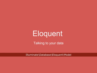 $result = mysql_query(“SELECT * FROM `users`”);
How you query in plain PHP 5.4 or less (deprecated)
$mysqli = new mysqli(“localhost”, “user”,”password”,”database”);
$result = $mysqli->query(“SELECT * FROM `users` “);
How you query in plain PHP 5.5 or above
User::all();
In Laravel 4, does the same query
 