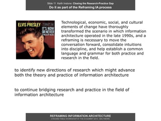 Closing the Research-Practice Gap: Reframing Information Architecture