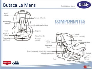 Butaca Le Mans Butacas de auto
Funda
Corchete
ChasisPalanca y
cierre
Sistema de
cierre
Enganches para el cinturón del regazo
Notas de precaución Cavidad
del
cinturón
Ranura
Escondite de arnés
Reposa
cabezas
Ranuras del arnés
Arnés de los hombros
Braguero
Ajusta la funda
Ajusta el
cinturón
Palanca de
posiciones
Regula el
arnés
Hebilla
Almohadillas
cinturón
Base
Base Adicional
 