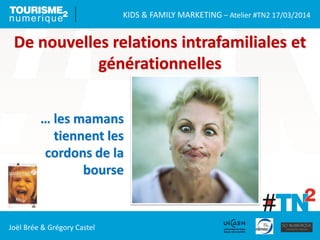 KIDS & FAMILY MARKETING – Atelier #TN2 17/03/2014
Joël Brée & Grégory Castel
De nouvelles relations intrafamiliales et
générationnelles
… les mamans
tiennent les
cordons de la
bourse
 