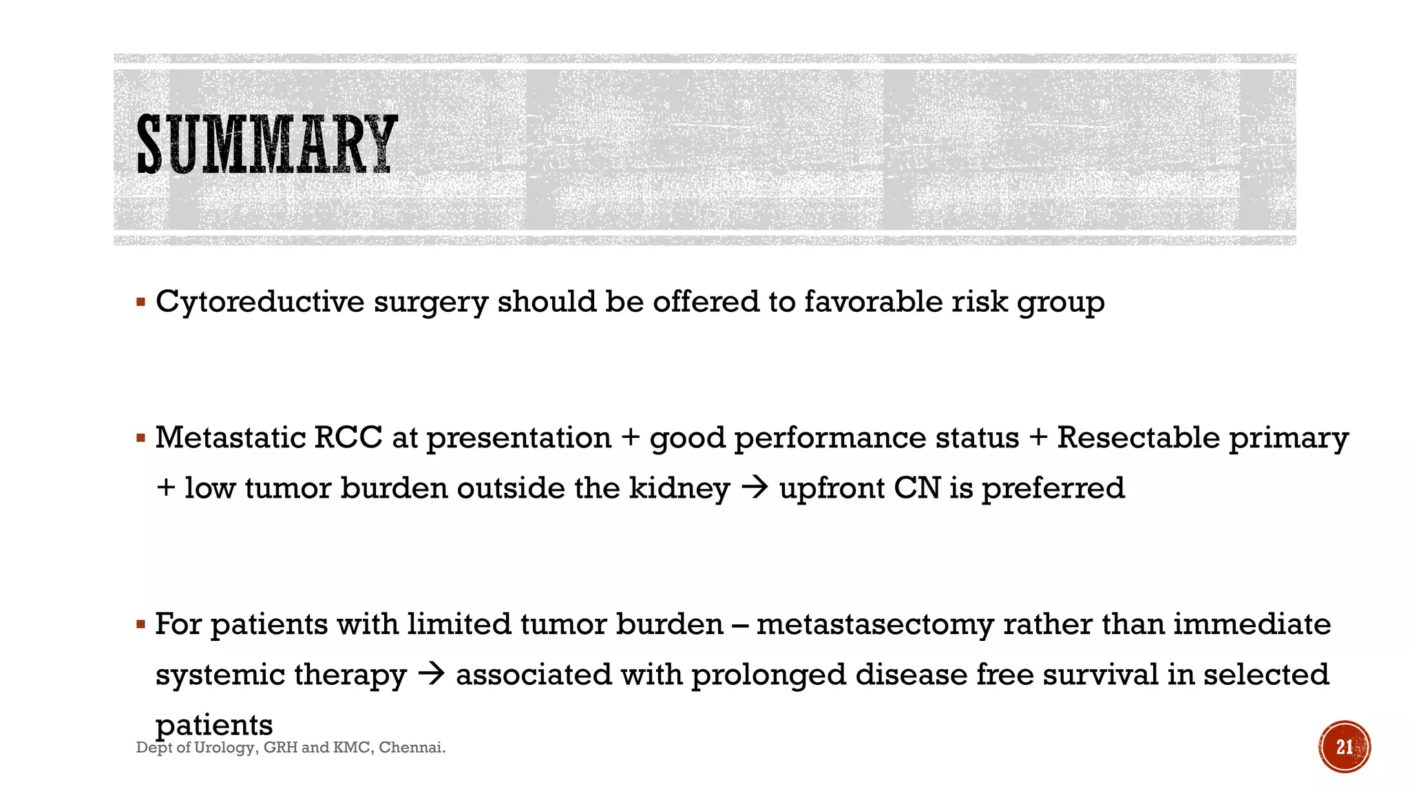 MANAGEMENT OF METASTASIS RENAL CELL CARCINOMA | PDF