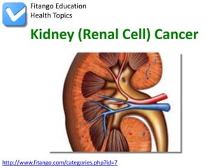 Fitango Education
          Health Topics

          Kidney (Renal Cell) Cancer




http://www.fitango.com/categories.php?id=7
 