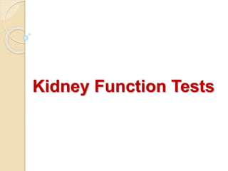 Kidney Function Tests
 
