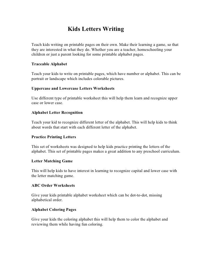 Kids Letter Writing