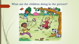 What are the children doing in the picture?
 