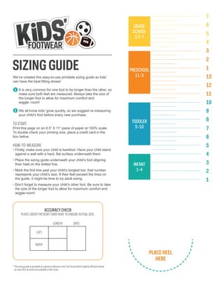 Kids' Footwear Size Chart.