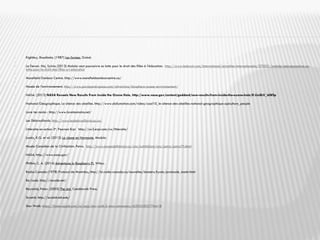  Kightley, Rosalinda. (1987) Les formes, Gründ.

 Le Devoir. Hui, Sylvia (2013) Malala veut poursuivre sa lutte pour le droit des filles à l’éducation. http://www.ledevoir.com/international/actualites-internationales/370031/malala-veut-poursuivre-sa-
lutte-pour-le-droit-des-filles-a-l-education

 Mansfield Outdoor Centre. http://www.mansfieldoutdoorcentre.ca/

 Musée de l’environnement. http://www.parcjeandrapeau.com/attractions/biosphere-musee-environnement/
 NASA. (2013) NASA Reveals New Results From Inside the Ozone Hole, http://www.nasa.gov/content/goddard/new-results-from-inside-the-ozone-hole/#.Ux8kV_ldWSp

 National Géographique. Le silence des abeilles. http://www.dailymotion.com/video/xoal10_le-silence-des-abeilles-national-geographique-apiculture_people

 Lave tes mains : http://www.lavetesmains.net/

 Les Débrouillards. http://www.lesdebrouillards.qc.ca/

 Littératie en action 3e. Pearson Erpi http://cw2.erpi.com/cw/litteratie/

 Lundy, K.G. et al. (2012) La classe en Harmonie, Modulo.

 Musée Canadien de la Civilisation. Petra. http://www.museedelhistoire.ca/cmc/exhibitions/cmc/petra/petra7f.shtml

 NASA. http://www.nasa.gov/

 Philbin, C. A. (2014) Adventures in Raspberry Pi, Wiley.
 Radio-Canada (1978) Protocol de Montréa;, http://ici.radio-canada.ca/nouvelles/dossiers/kyoto/protocole_montr.html

 Re/code. http://recode.net/

 Reynolds, Peter. (2003) The dot, Candlewick Press.

 Scratch. http://scratch.mit.edu/

 Star Walk: https://itunes.apple.com/ca/app/star-walk-5-stars-astronomy/id295430577?mt=8

 