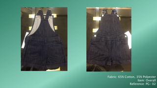 Fabric: 65% Cotton, 35% Polyester
Item: Overall
Reference: PG- 02
 