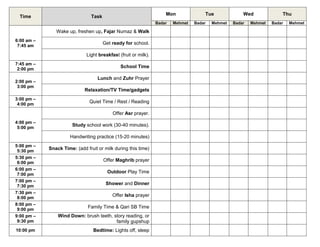 Kids Routine timetable for household management | PDF