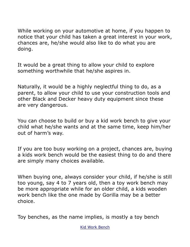 Kid Work Bench Considerations When Building Or Buying Your Kid S Wo