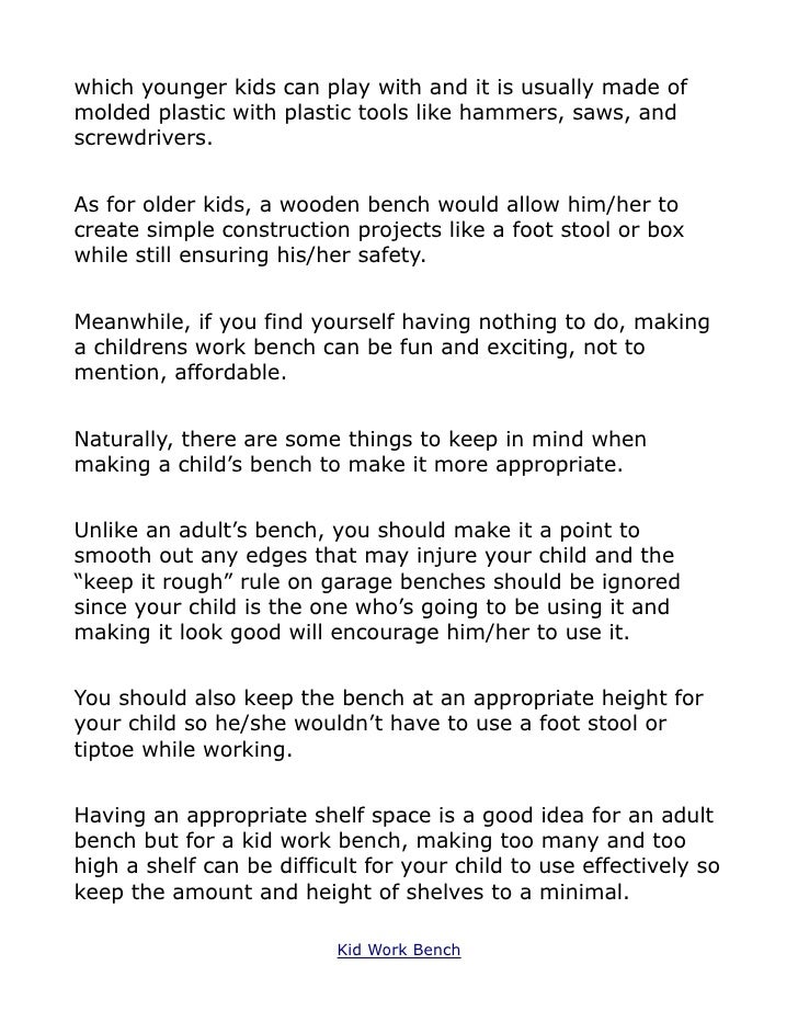 Kid Work Bench Considerations When Building Or Buying Your Kid S Wo
